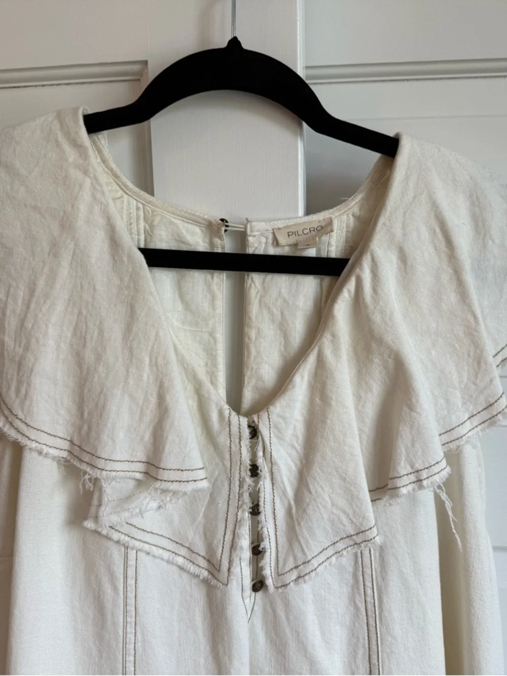 Pilcro Cream Ruffle-Trim Tunic Top - Picture 2 of 5